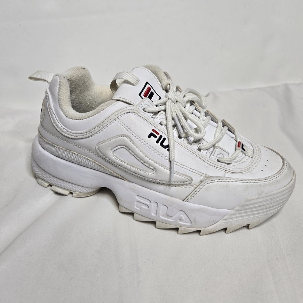 FILA Disruptor II white chunky platform dad shoe high fashion sneaker 6/7.5